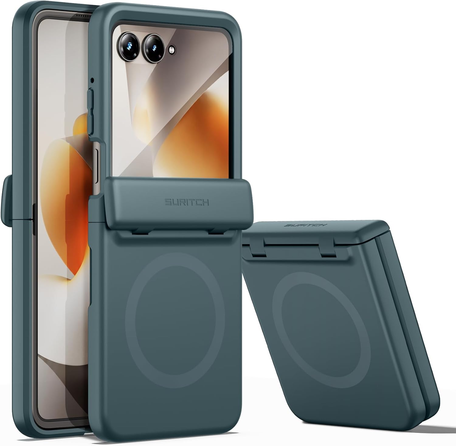 SURITCH for Motorola Moto Razr 2026/2025/ 2024 Case with Hinge Protection, Compatible with MagSafe, Magnetic Protective Cover Slim Bumper Cases with Screen Protector, Green