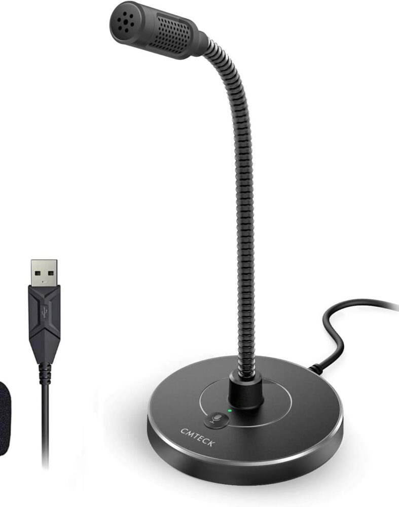 CMTECK USB Computer Microphone G009, Noise-Cancelling Recording Desktop Mic for PC/Laptop for Online Chatting, Home Studio, Podcasting, Gaming, Skype, YouTube with Mute Function(Windows/Mac)