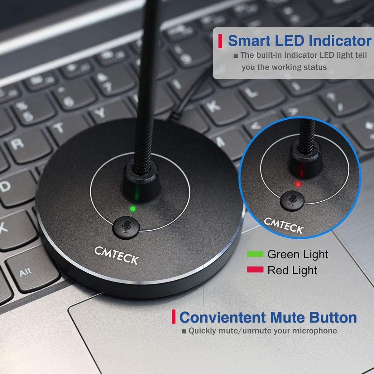 CMTECK USB Computer Microphone G009, Noise-Cancelling Recording Desktop Mic for PC/Laptop for Online Chatting, Home Studio, Podcasting, Gaming, Skype, YouTube with Mute Function(Windows/Mac) - Image 4
