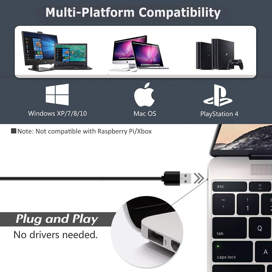 USB Microphone, 360 Degree Adjustable Gooseneck Design, Mute Button & LED Indicator, Noise-Canceling Technology, Plug & Play, Compatible with Windows & MacOS - Image 5