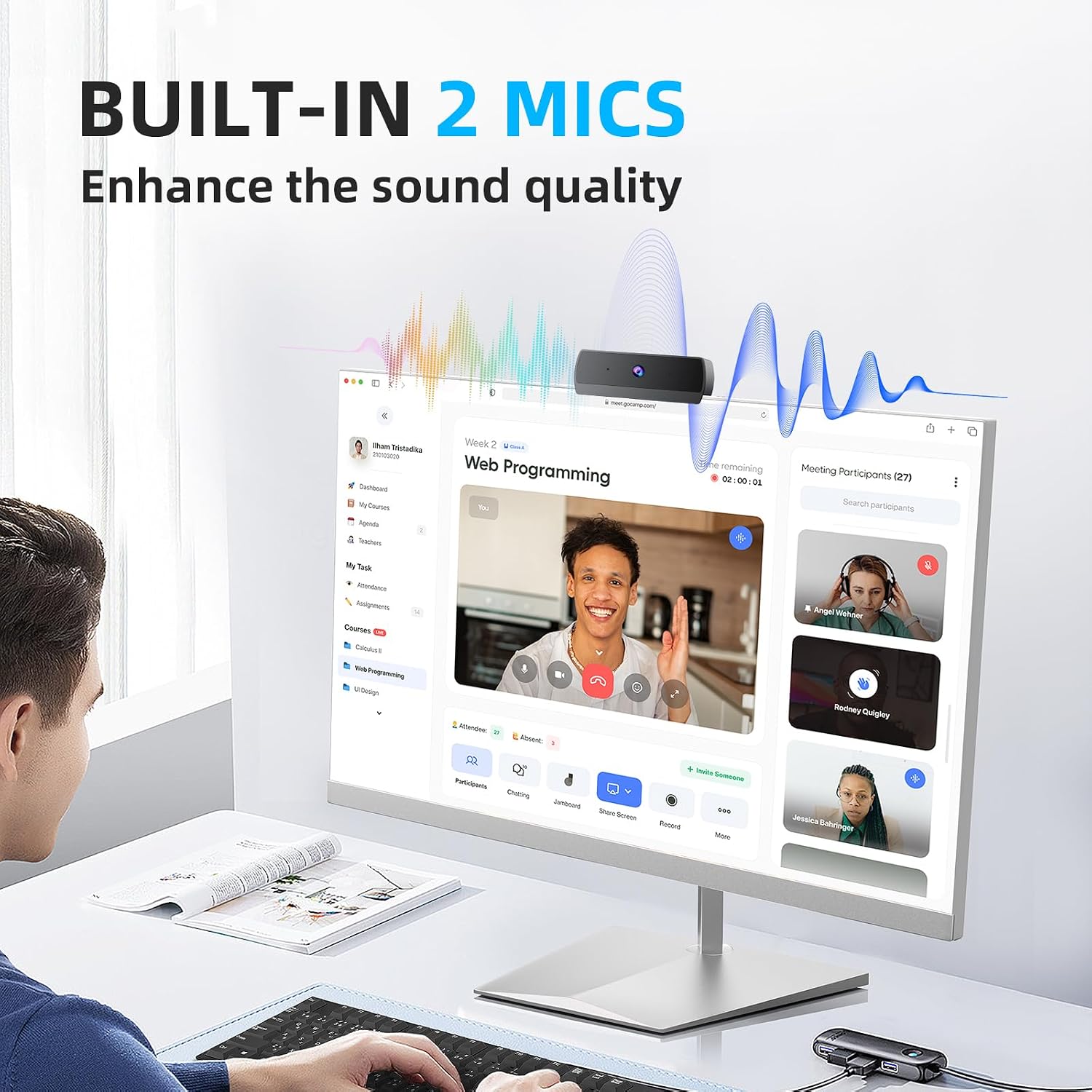 1080P HD Webcam, USB Plug & Play Computer Camera, Auto Low-Light Streaming Camera, Noise-Canceling Microphone Web cam - for Video on Laptop & Desktop - Image 2