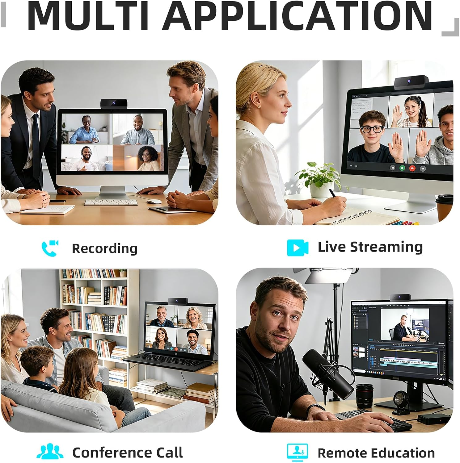 1080P HD Webcam, USB Plug & Play Computer Camera, Auto Low-Light Streaming Camera, Noise-Canceling Microphone Web cam - for Video on Laptop & Desktop - Image 8