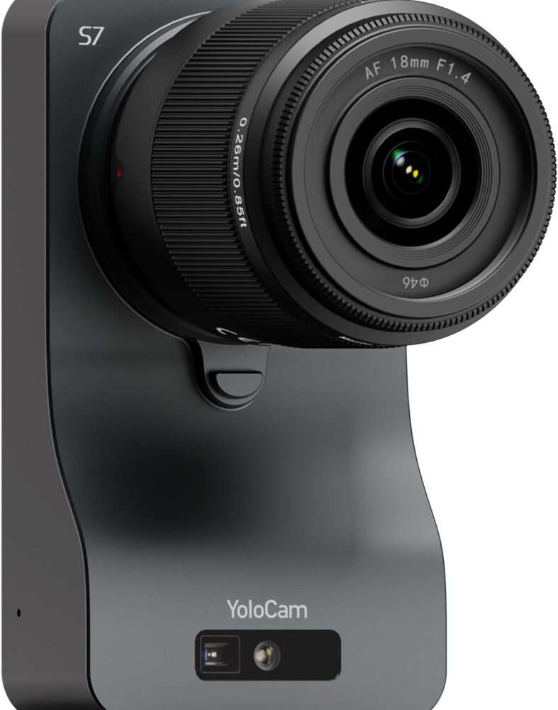 YOLOLIV YoloCam S7, 4K60 Streaming Camera with 18mm F1.4 MFT Lens | DSLR-Like Control, Cinematic Effects, ToF Autofocus, 4X Zoom,Interchangeable Lens, Plug & Play, for Twitch, YouTube, Zoom